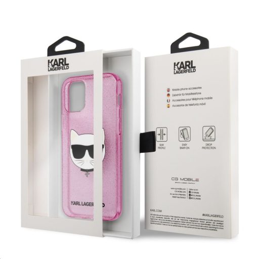 Karl Lagerfeld choupette mintás tok, hátlap RÓZSASZÍN iPhone 12 Pro Max