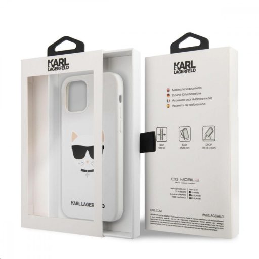 Karl Lagerfeld Choupette szilikon soft-touch tok, hátlap FEHÉR iPhone 12 Pro Max