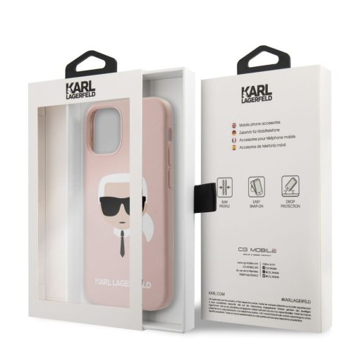 Karl Lagerfeld szilikon soft-touch tok, hátlap RÓZSASZÍN iPhone 12 Pro Max