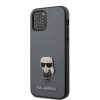 Karl Lagerfeld fém logós tok, hátlap SZÜRKE iPhone 12 / 12 Pro