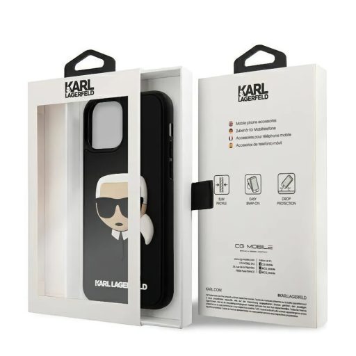 Karl Lagerfeld logós tok, hátlap FEKETE iPhone 12 / 12 Pro