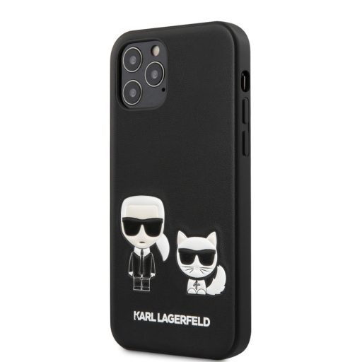 Karl Lagerfeld Karl és Choupette mintás bőrhatású tok, hátlap iPhone 12 / 12 Pro