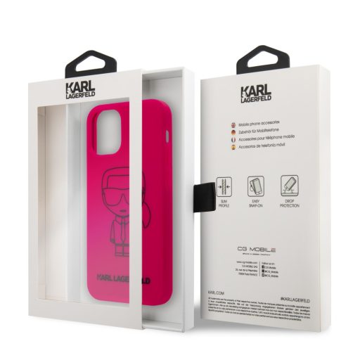 Karl Lagerfeld Karl mintás szilikon soft-touch tok, hátlap PINK iPhone 12 / 12 Pro