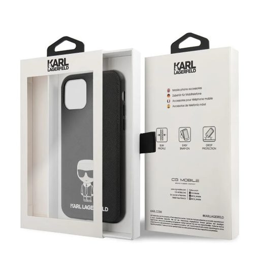 Karl Lagerfeld fém logós tok, hátlap fekete iPhone 12 mini