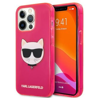   Karl Lagerfeld choupette mintás PINK iPhone 13 Pro tok, hátlap