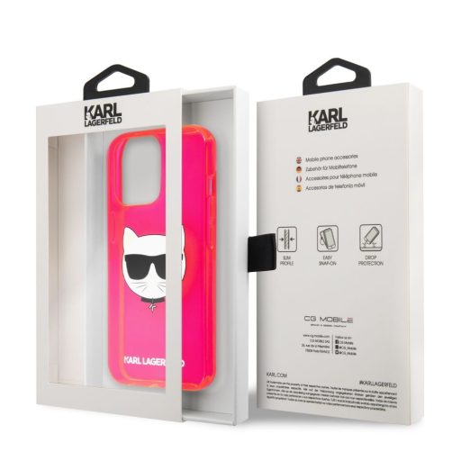 Karl Lagerfeld choupette mintás PINK iPhone 13 Pro tok, hátlap