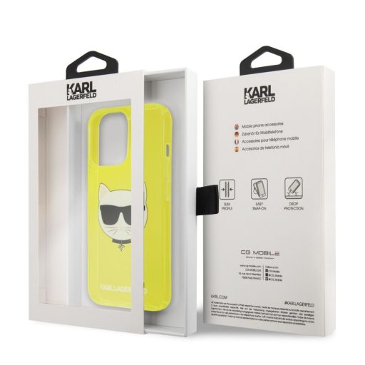 Karl Lagerfeld choupette mintás csillogós SÁRGA iPhone 13 Pro tok, hátlap
