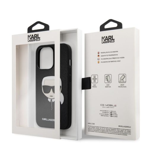 Karl Lagerfeld karl mintás fekete iPhone 13 Pro tok, hátlap