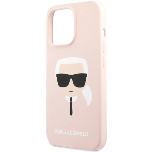 Karl Lagerfeld karl mintás szilikon soft-touch Rózsaszín iPhone 13 Pro tok, hátlap