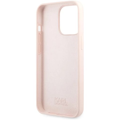 Karl Lagerfeld karl mintás szilikon soft-touch Rózsaszín iPhone 13 Pro tok, hátlap