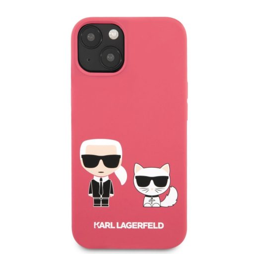 Karl Lagerfeld karl és choupette mintás Pink iPhone 13 Mini tok, hátlap