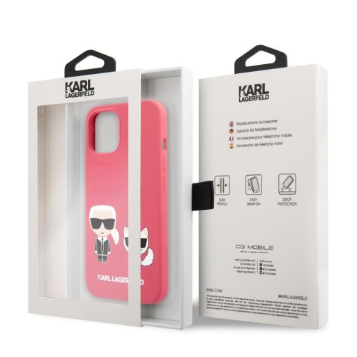 Karl Lagerfeld karl és choupette mintás Pink iPhone 13 Mini tok, hátlap