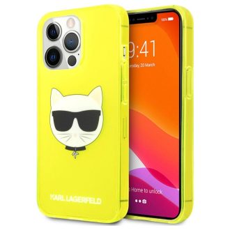   Karl Lagerfeld choupette mintás SÁRGA iPhone 13 Pro Max tok, hátlap