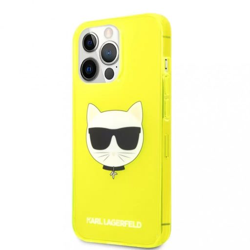 Karl Lagerfeld choupette mintás SÁRGA iPhone 13 Pro Max tok, hátlap