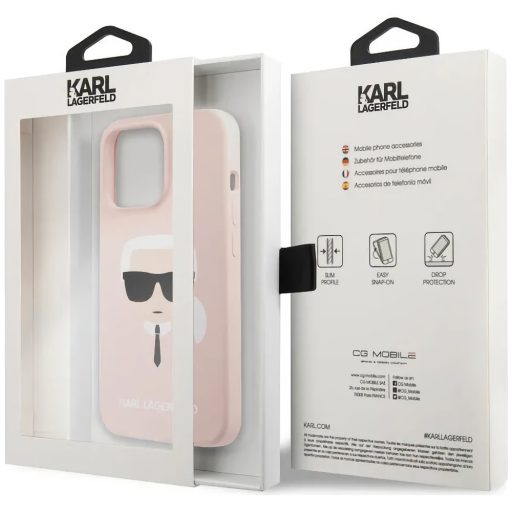 Karl Lagerfeld karl mintás Rózsaszín iPhone 13 Pro Max tok, hátlap