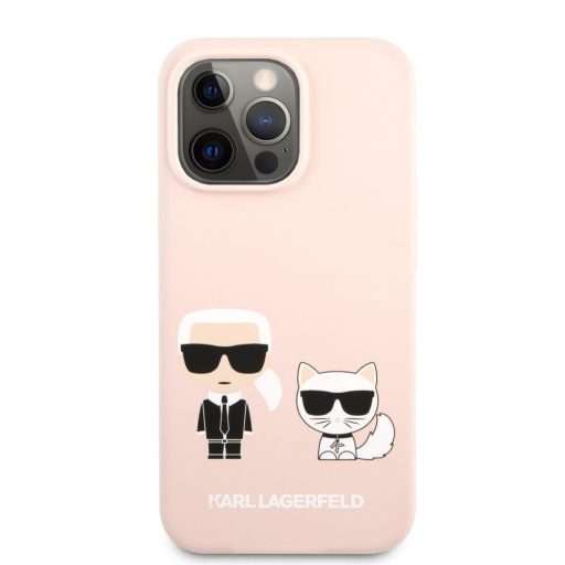 Karl Lagerfeld karl és choupette mintás Rózsaszín iPhone 13 Pro Max tok, hátlap