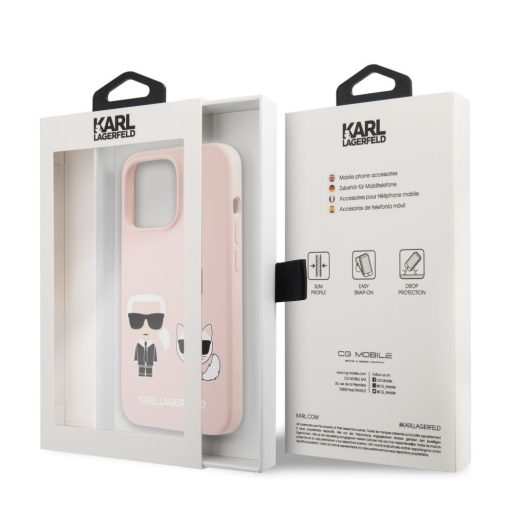 Karl Lagerfeld karl és choupette mintás Rózsaszín iPhone 13 Pro Max tok, hátlap