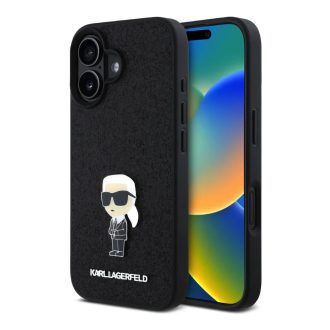  Karl Lagerfeld tok fekete csillogós klhcp16sgknpsk Apple Iphone 16 készülékhez