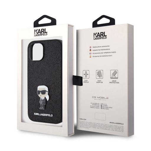 Karl Lagerfeld tok fekete csillogós klhcp16sgknpsk Apple Iphone 16 készülékhez