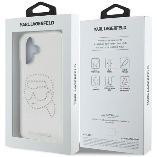 Karl Lagerfeld Apple iPhone 16 kompatibilis hátlap tok, átlátszó klhcp16shkhdcelt