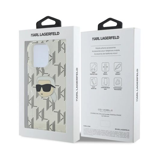 Karl Lagerfeld FW Metal Plate Apple iPhone 16 kompatibilis hátlap tok, fekete klhcp16shklpkht