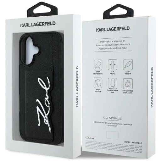 Karl Lagerfeld FW Metal Plate Apple iPhone 16 kompatibilis hátlap tok, fekete klhcp16spgpvksk