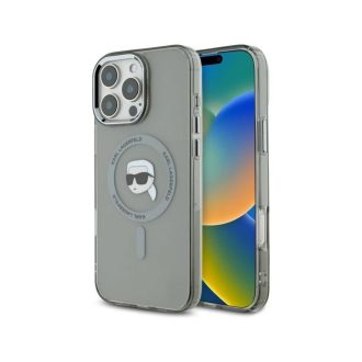   Karl Lagerfeld Apple iPhone 16 Pro hátlap tok, szürke klhmp16lhlskik