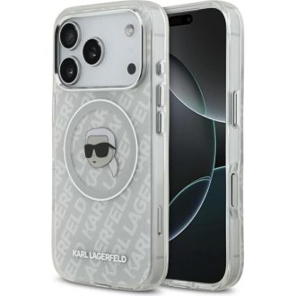   Karl Lagerfeld Glitter Apple iPhone 17 Pro MagSafe kompatibilis hátlap tok, átlátszó klhmp17lhmkbkhog