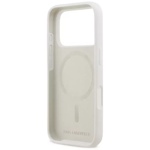 Karl Lagerfeld Apple iPhone 17 Pro MagSafe kompatibilis hátlap tok, fehér klhmp17lskigroh