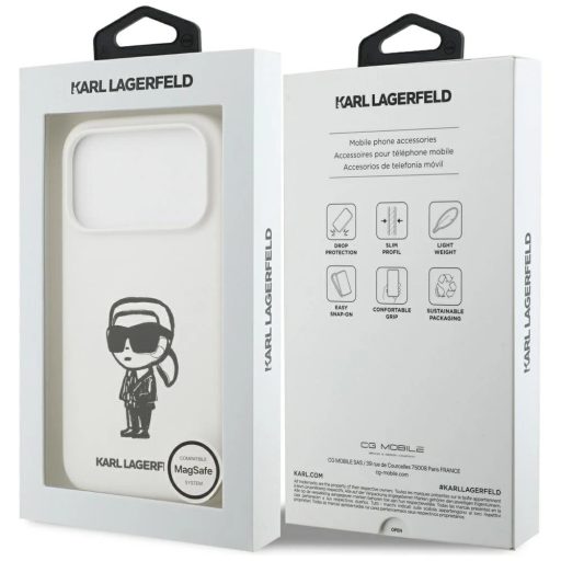 Karl Lagerfeld Apple iPhone Air MagSafe kompatibilis hátlap tok, fehér klhmp17mskigroh