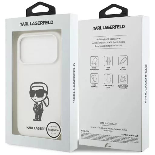Karl Lagerfeld Apple iPhone Air MagSafe kompatibilis hátlap tok, fehér klhmp17mskigroh