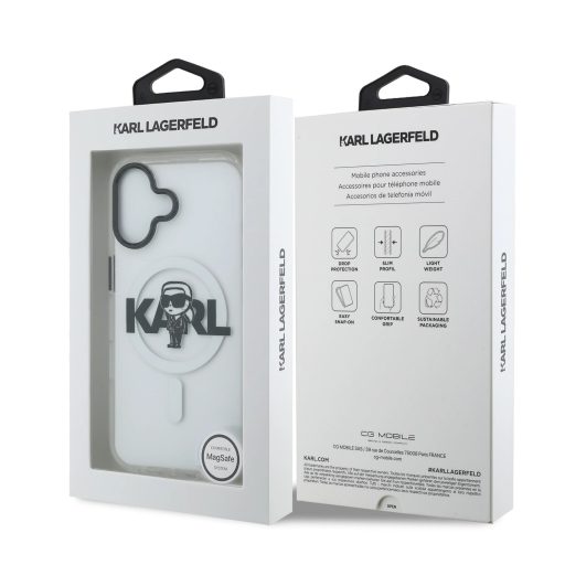 Karl Lagerfeld Apple iPhone 17 hátlap tok, MagSafe átlátszó klhmp17shgkigkbt