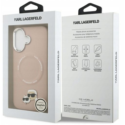 Karl Lagerfeld MagSafe Apple iPhone 17 hátlap tok, rózsaszín klhmp17spsmlrkcp