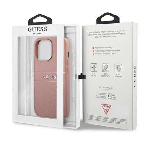 Guess PU Saffiano Apple iPhone 13 mini bőr hátlap tok, rózsaszín GUHCP13SPSASBPI