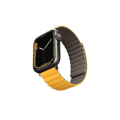 Uniq Revix mágneses szilikon szíj Apple Watch 42/44/45/49mm, mustár/khaki
