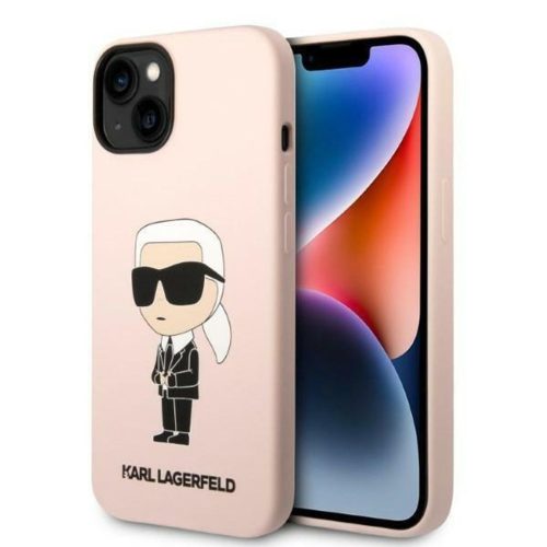 Karl Lagerfeld Liquid Ikonik NFT szilikon hátlap tok Apple iPhone 14, rózsaszín KLHCP14SSNIKBCP