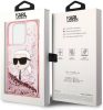 Karl Lagerfeld Glitter Karl Head Apple iPhone 14 Pro hátlap tok, rózsaszín KLHCP14LLNKHCP