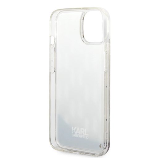 Karl Lagerfeld Liquid Glitter Monogram Apple iPhone 14 hátlap tok, ezüst KLHCP14SLMNMS