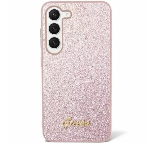 Guess Glitter Script 4G Samsung Galaxy S24+ hátlap tok, rózsaszín