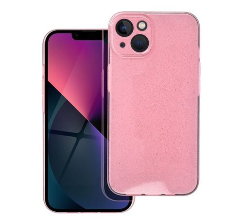 Clear 2mm Apple Iphone 13 csillámos tok, rózsaszín