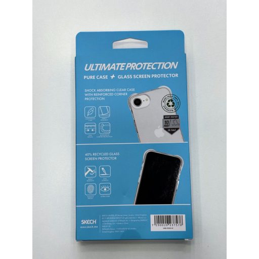 Skech Ultimate Protection Tok + üvegfólia víztiszta átlátszó ütésálló iPhone 16e tok, hátlap
