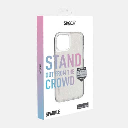 Skech Sparkle csillogós átlátszó ütésálló iPhone 15 Pro tok, hátlap