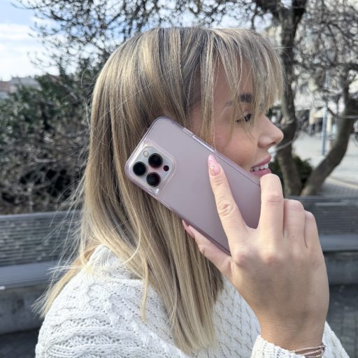 Skech Hard Rubber rózsaszín ütésálló iPhone 13 tok, hátlap
