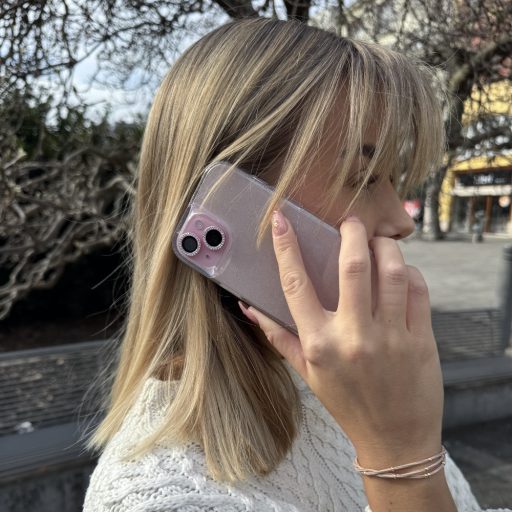 Skech Sparkle csillogós átlátszó ütésálló iPhone 15 tok, hátlap