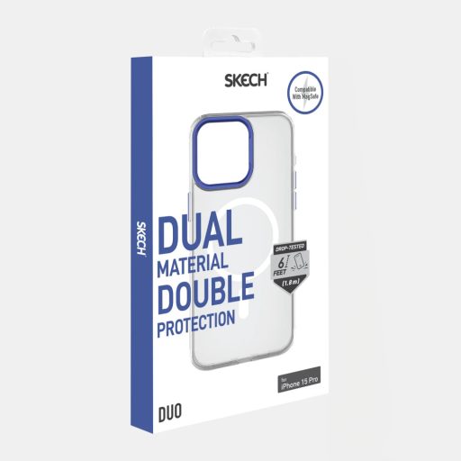 Skech DUO MagSafe ütésálló iPhone 15 Pro tok, hátlap kék