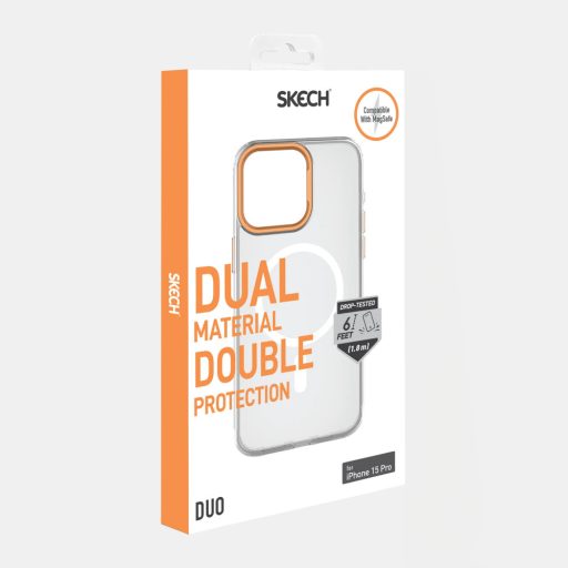 Skech DUO MagSafe ütésálló iPhone 15 Pro Max tok, hátlap narancs