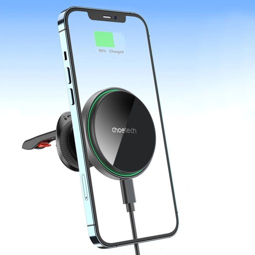 Choetech T204-F Magsafe autós tartó, szellőzőrácsba, wireless gyorstöltő, fekete, 15W