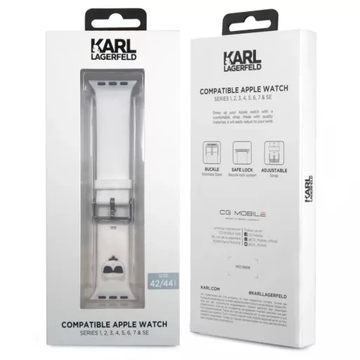 Karl Lagerfeld óraszíj fehér KLAWLSLCW Apple Watch 42mm / 44mm / 45mm / 49mm