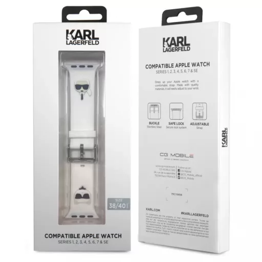 Karl Lagerfeld óraszíj fehér KLAWMSLCKW Apple Watch 38mm / 40mm / 41mm