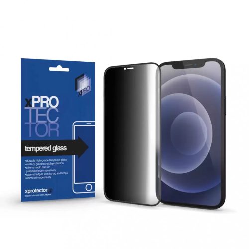 XPRO Tempered Glass 0.33 Full 3D Black FG PRIVACY kijelzővédő üveg Apple iPhone 14 Pro Max készülékhez